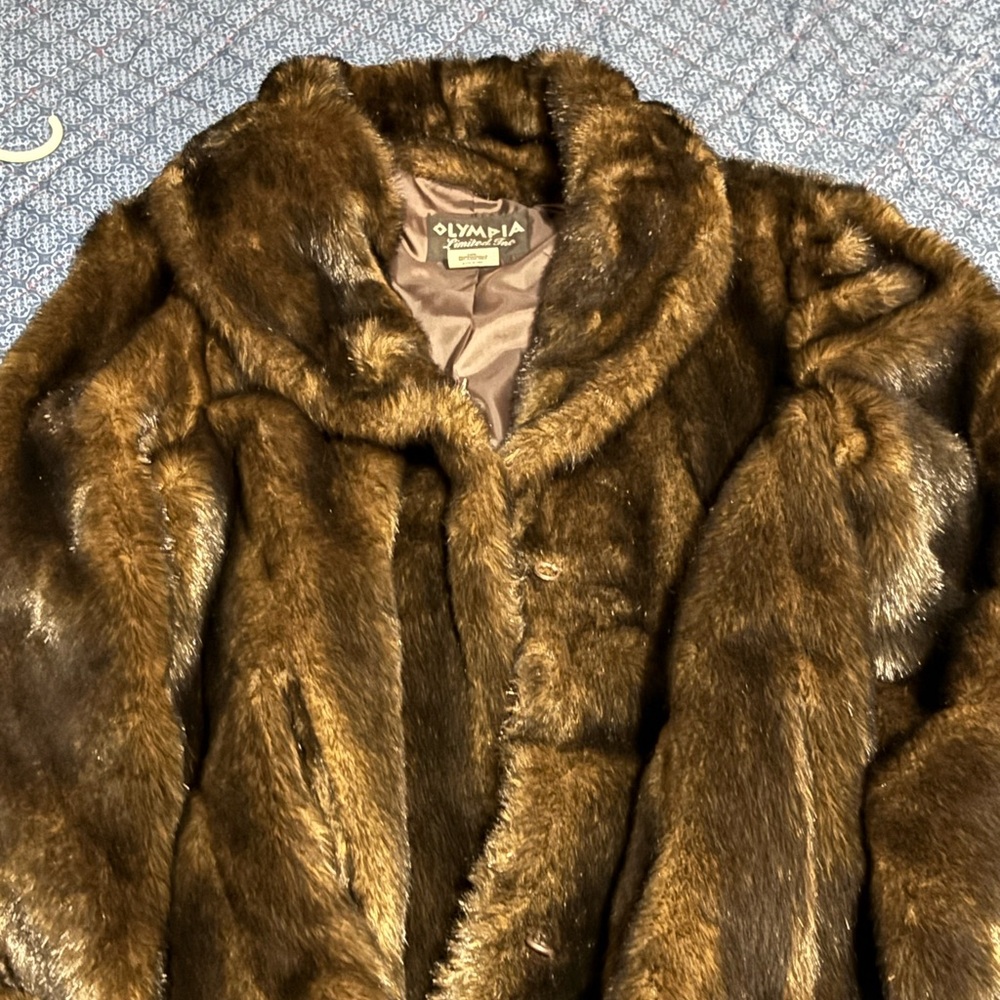 Olympia Brown Faux Fur Coat